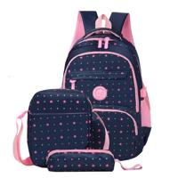 3 PSC/sets Fashion School rugzak voor tieners meisjes (Deep Blue)