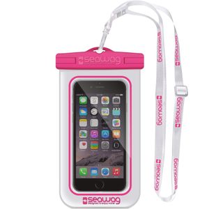 Wit/roze waterproof festival opbergtasje/hoes 12 x 23 cm