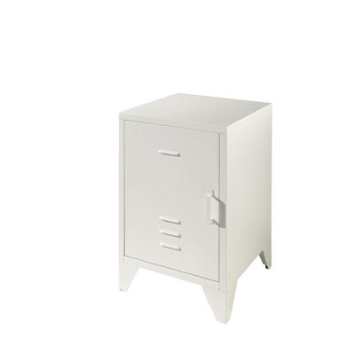2e Halve Prijs Leen Bakker - Vipack Nachtkastje Bronxx - Metaal - Wit - 40x40x60.5 Cm
