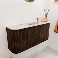 Toiletmeubel Mondiaz Joya Dlux | 93.2 cm | Meubelkleur Walnut | Faye wastafel Nata Wasbak Midden | 1 kraangat