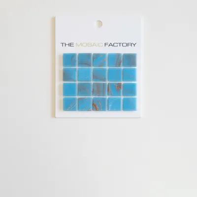 The Mosaic Factory Amsterdam Mozaiek Tegel Vierkant - Licht Blauw Glas Goud Serie 322x322 mm