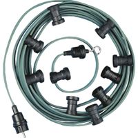 Prikkabel 30 fittingen E27 20 meter groen voor LED verlichting Prikkabel 30 fittingen E27 20 meter groen voor LED verlichting