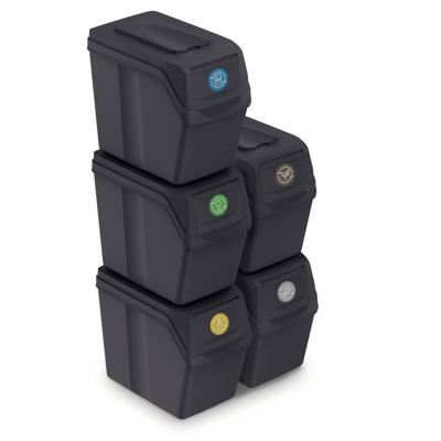 Prosperplast Afvalscheidingsbak - 5x - grijs - kunststof - 20 L