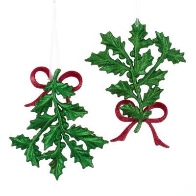 Ornament plastic groen blad l12cm - Kurt s adler