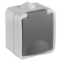 Q-Link Contactdoos | Opbouw | 1-voudig | Randaarde | Spatwaterdicht IP54 | Grijs - 00.944.42