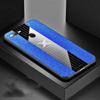 Voor OPPO A7X/F9 XINLI stiksels doek Textue schokbestendig TPU beschermhoes (blauw)