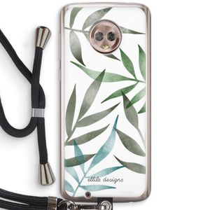 Tropical watercolor leaves: Motorola Moto G6 Transparant Hoesje met koord