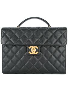 CHANEL Pre-Owned quilted flat briefcase - Noir