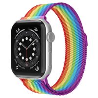 Bandje geschikt voor Apple Watch 38/40MM - Geschikt voor Series 1/2/3/4/5/6/7/8/9/SE - Maat One Size - Horlogebandje - Milanees - Regenboog