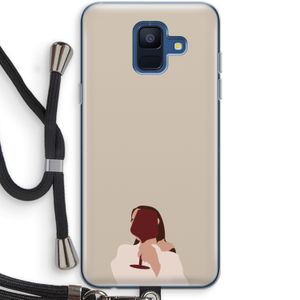 I drink wine: Samsung Galaxy A6 (2018) Transparant Hoesje met koord