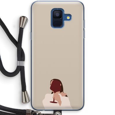 I drink wine: Samsung Galaxy A6 (2018) Transparant Hoesje met koord
