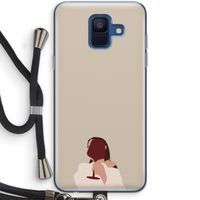 I drink wine: Samsung Galaxy A6 (2018) Transparant Hoesje met koord