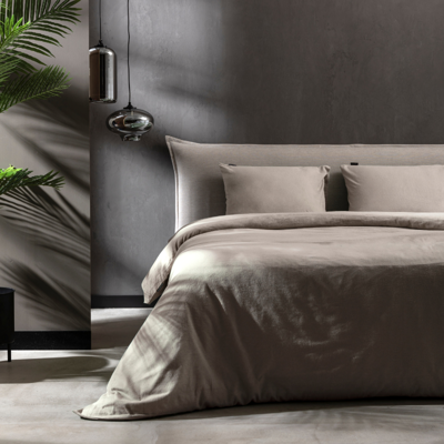 Dekbedovertrek Katoen Flanel - Uni - Taupe - Lits-Jumeaux (240x220 Cm) - Taupe Flanel - Effen - Fresh And Co - Dekbed-Discounter.nl