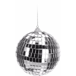 1x Zilveren disco kerstbal 10 cm   -