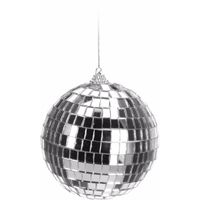 1x Zilveren disco kerstbal 10 cm   -