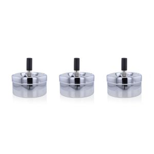 3x stuks ronde draaiasbak/drukasbak chroom 9,5 cm