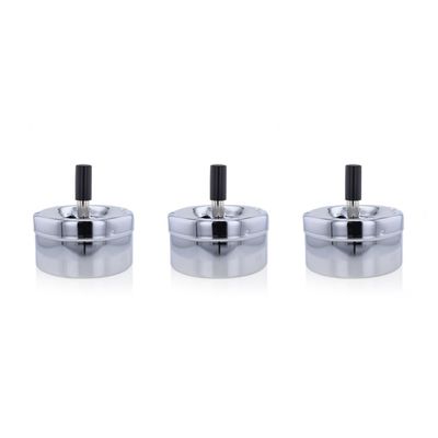 3x stuks ronde draaiasbak/drukasbak chroom 9,5 cm