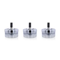 3x stuks ronde draaiasbak/drukasbak chroom 9,5 cm