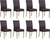 Set van 8 Donkerpaarse leren moderne eetkamerstoelen Real - poot vierkant rvs - Toledo Leer Merlin (donkerpaars leer)