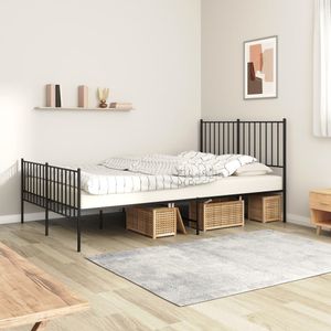 Bedframe met hoofd- en voeteneinde metaal zwart 120x190 cm