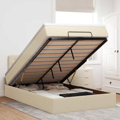 Ottoman bed met matras en LED's 120x200cm stof crèmekleurig