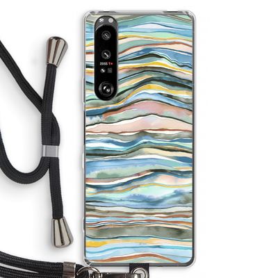 Watercolor Agate: Sony Xperia 1 III Transparant Hoesje met koord