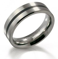 Boccia 0101-14 Ring Titanium-Emaille zilverkleurig-zwart 6 mm Maat 57