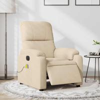 Massagestoel elektrisch verstelbaar microvezelstof crèmekleurig