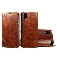 Voor iPhone XR barok eenvoudige horizontale Flip lederen draagtas met houder & kaartsleuven & portemonnee (licht bruin)
