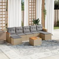 8-delige Loungeset met kussens poly rattan beige