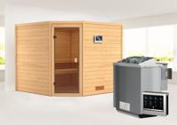 Karibu | Leona Sauna | Bronzeglas Deur | Biokachel 9 kW Externe Bediening - thumbnail