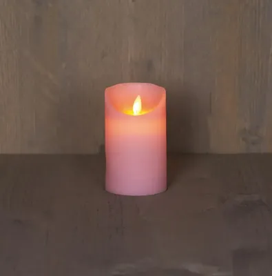 Anna&apos;s Collection LED kaars flame effect rustiek 7.5x12.5cm lichtroze 1 stuks