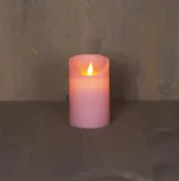 Anna&apos;s Collection LED kaars flame effect rustiek 7.5x12.5cm lichtroze 1 stuks