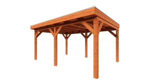 Trendhout Overkapping Mensa 500x400 cm- Plat dak- Onbehandeld lariks Douglas hout- Trendhout