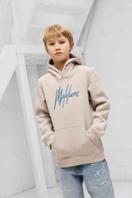 Malelions Striped Signature Hoodie Kids Beige - Maat 128 - Kleur: Beige | Soccerfanshop