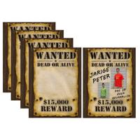 Wanted poster - 10x - 59 x 42 cm - zelf een foto op plakken - voor vrijgezellenfeest/verjaardag