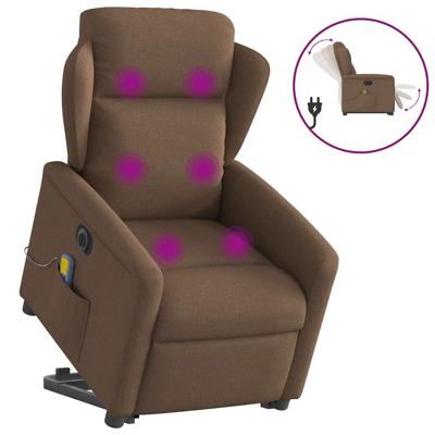 Sta-op-massagestoel elektrisch verstelbaar stof bruin