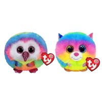 Ty - Knuffel - Teeny Puffies - Owel Owl & Gizmo Cat