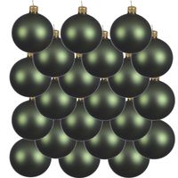 18x Glazen kerstballen mat donkergroen 6 cm kerstboom versiering/decoratie   -