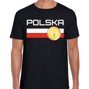 Polska / Polen landen t-shirt zwart heren