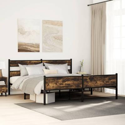 Bedframe zonder matras metaal gerookt eikenkleurig 193x203 cm