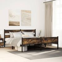 Bedframe zonder matras metaal gerookt eikenkleurig 193x203 cm