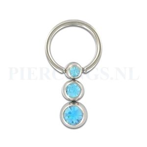 BCR 1.2 mm 3 balletjes aquamarijn