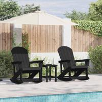 Tuin loungeset 3 pcs Zwart HDPE