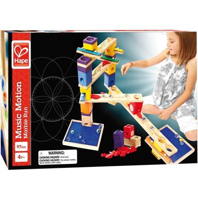 Houten knikkerbaan muziek