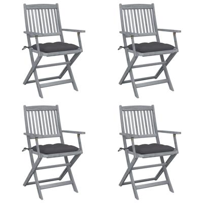 Tuinstoelen 4 st inklapbaar met kussens massief acaciahout