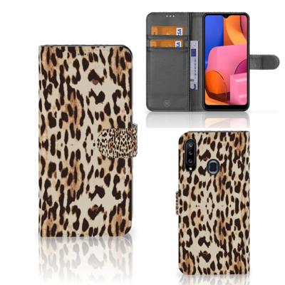 Samsung Galaxy A20s | Telefoonhoesje | Met pasjeshouder | Leopard