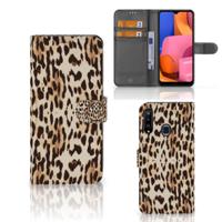 Samsung Galaxy A20s | Telefoonhoesje | Met pasjeshouder | Leopard
