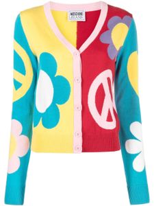 MOSCHINO JEANS cardigan en coton à motif intarsia - Jaune