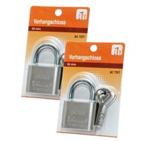 Hangslot met 3 sleutels - 2x - 50 mm - messing - kofferslot